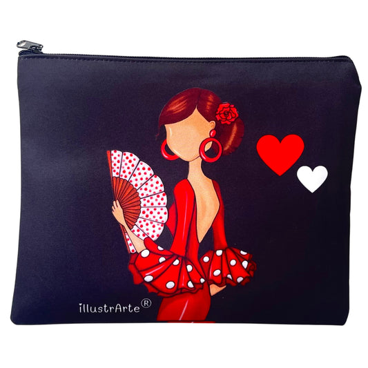 Neceser Granada – Flamenca Pepa – doble cara – 22x17 cm – impermeable – fondo negro – viaje/aseo