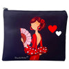 Granada “Flamenca María Blanco” Toiletry Bag or Case – Double-Sided Design – Red Background with White Polka Dots – 22x17 cm – Waterproof – Toiletry Bag, Makeup Bag or School Supplies