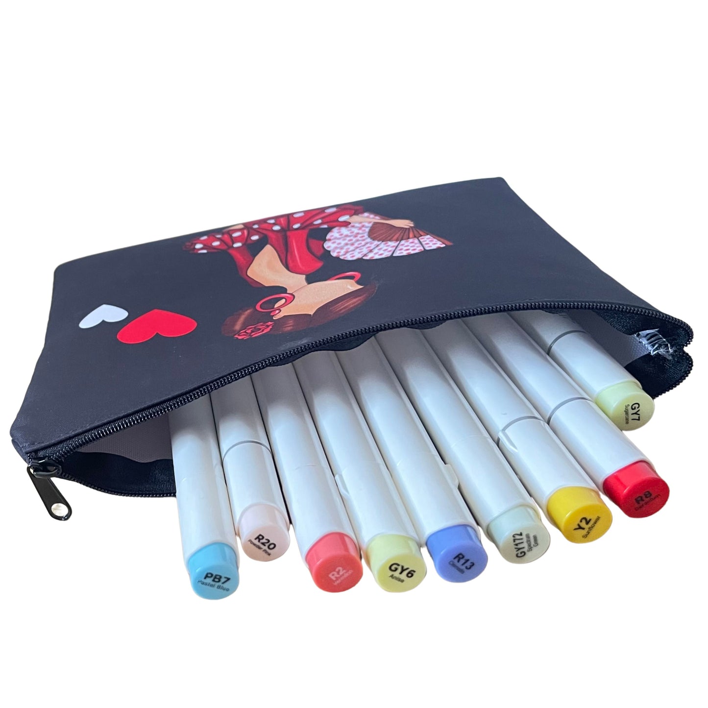 Pack Bolsa “Pepa” Málaga liso + Neceser “Pepa” Granada – Set flamenco con mucho arte illustrArte