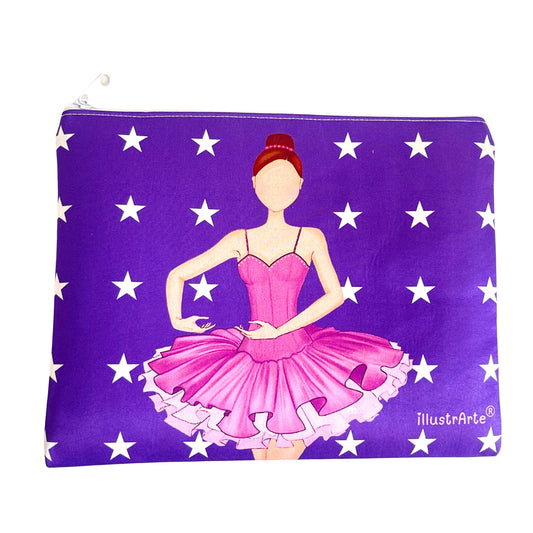 Neceser o Estuche Granada Bailarina “Sara” – Diseño Doble Cara – Fondo Blanco con Lunares Negros – 22x17 cm – Impermeable – Bolsa de Aseo, Maquillaje o Material
