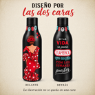 Botella térmica flamenca illustrArte 500 ml – diseño Macarena – diseño por las dos caras, con la frase «Si la vida se pone flamenca»
