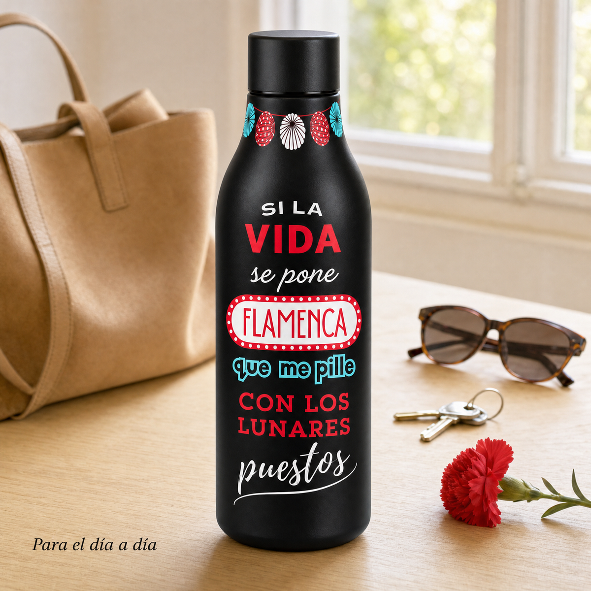 Botella térmica flamenca illustrArte 500 ml – diseño Macarena – para el día a día