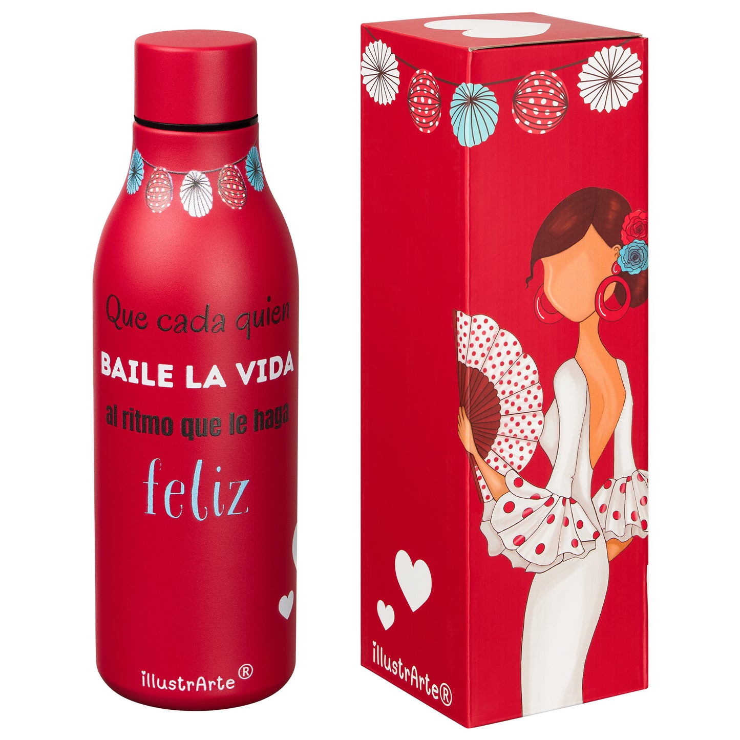 Pack Regalo Flamenca Pepa Feliz – Botella Térmica Roja + Bolsa Cádiz + Neceser Granada
