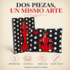 Características del pack María Rojo Lunares: impermeable, 200 páginas, doble cara