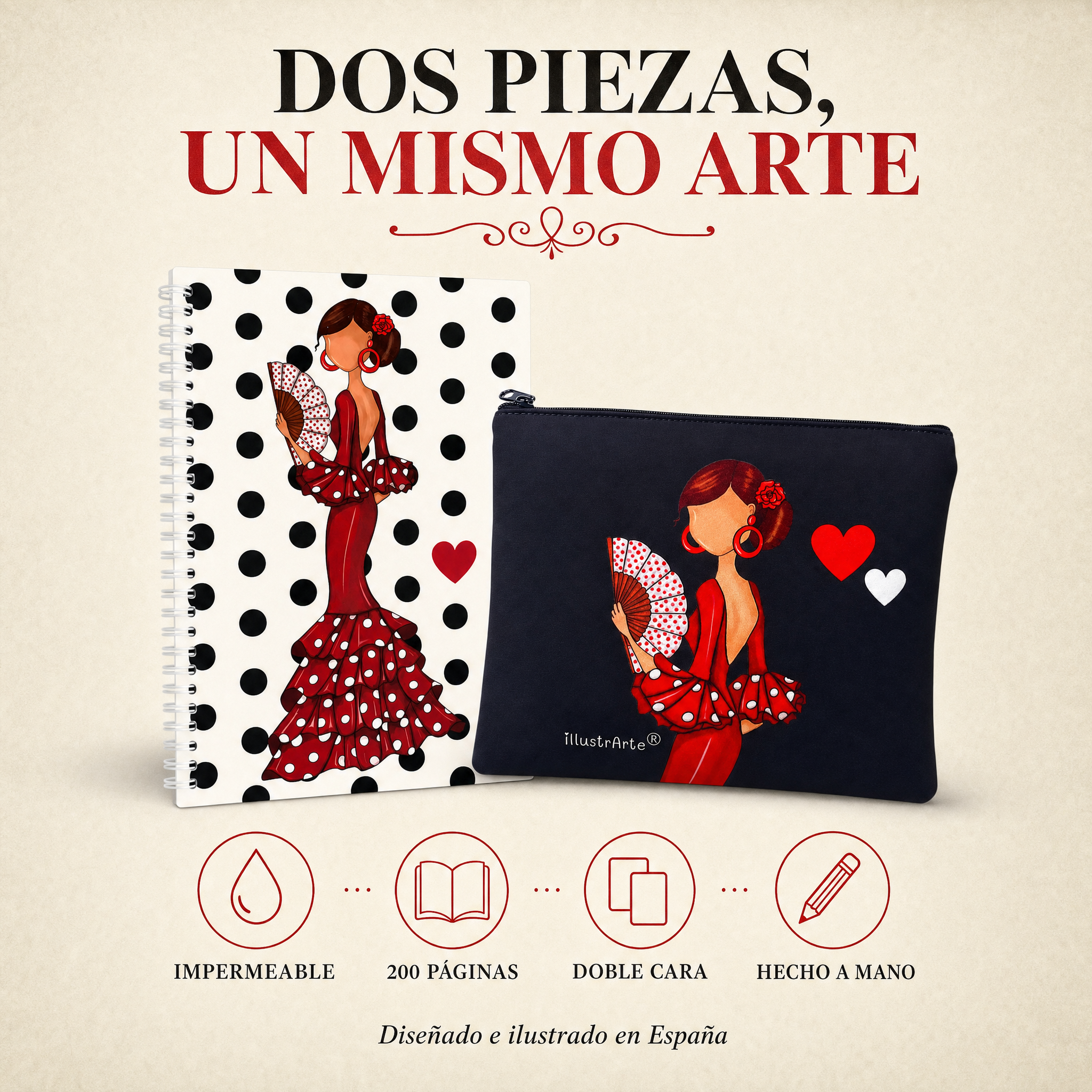 Características del pack Pepa Liso: impermeable, 200 páginas, doble cara