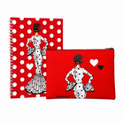 Pack estuche 22x17 cm y libreta 17x24 cm, diseño María Blanco Fondo Rojo