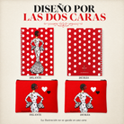 Estuche y libreta ilustrados por las dos caras, diseño María Blanco Fondo Rojo