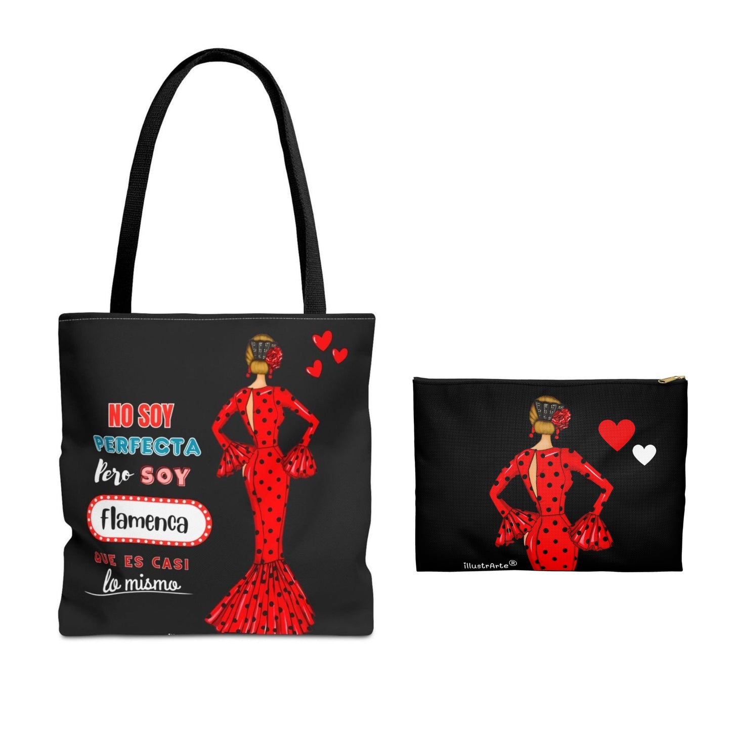 Pack Bolso Málaga + Neceser Granada – Diseño Flamenco illustrArte