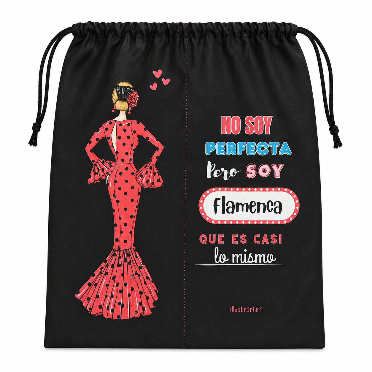 Bolsa para zapatos de flamenco illustrArte 40 x 40 cm – diseño María Rojo