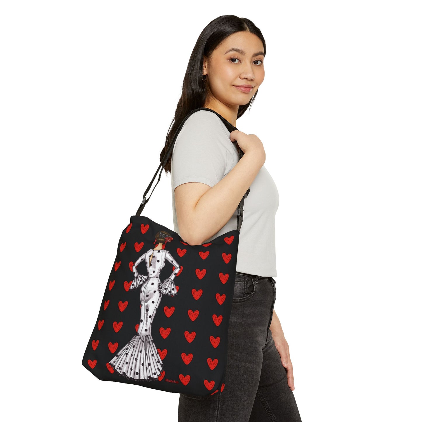 Customizable Adjustable Handles Bag - Veronica Model with Hearts