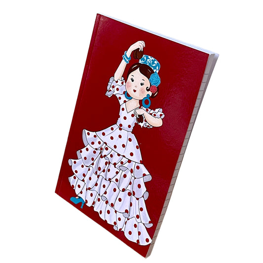 Cuaderno Flamenco “Lolita – Alma de Volantes” – 6×9” (15,24×22,86 cm) – 120 Páginas Rayadas – Diseño illustrArte