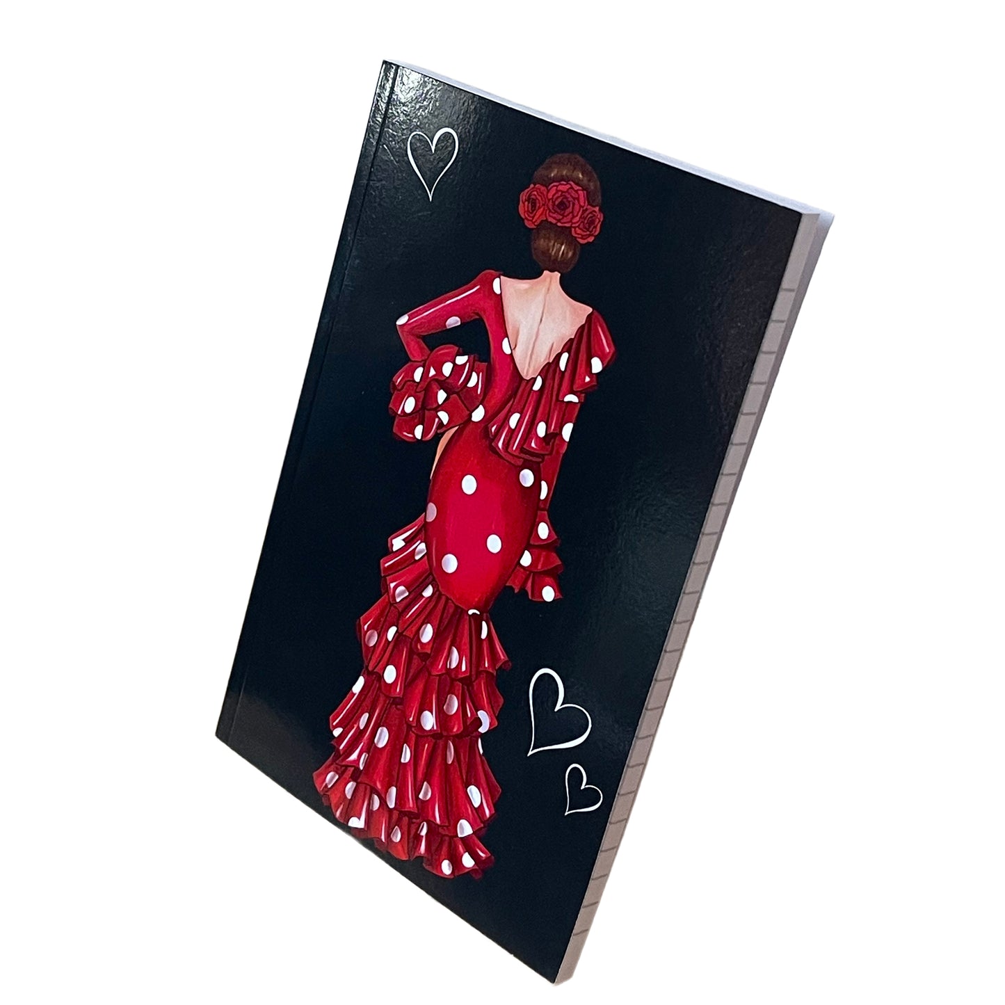 Cuaderno Flamenco “Macarena – Corazones” – 6×9” (15,24×22,86 cm) – 120 Páginas Rayadas – Diseño illustrArte