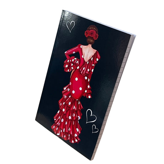 Cuaderno Flamenco “Macarena – Corazones” – 6×9” (15,24×22,86 cm) – 120 Páginas Rayadas – Diseño illustrArte