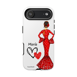 Personalised phone case flamenco dancer María, red dress for iPhone 17 Air, gloss finish – illustrArte