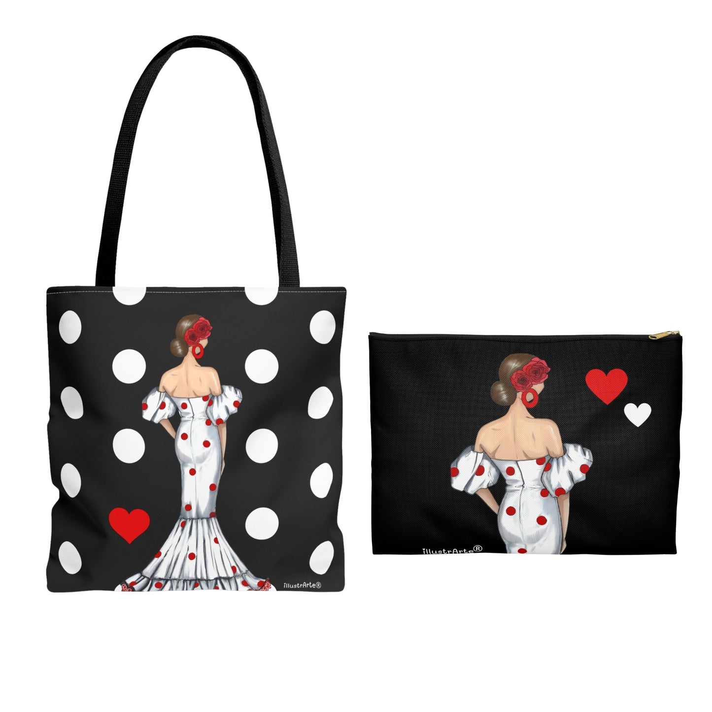 Pack Bolso Málaga + Neceser Granada – Diseño Flamenco illustrArte