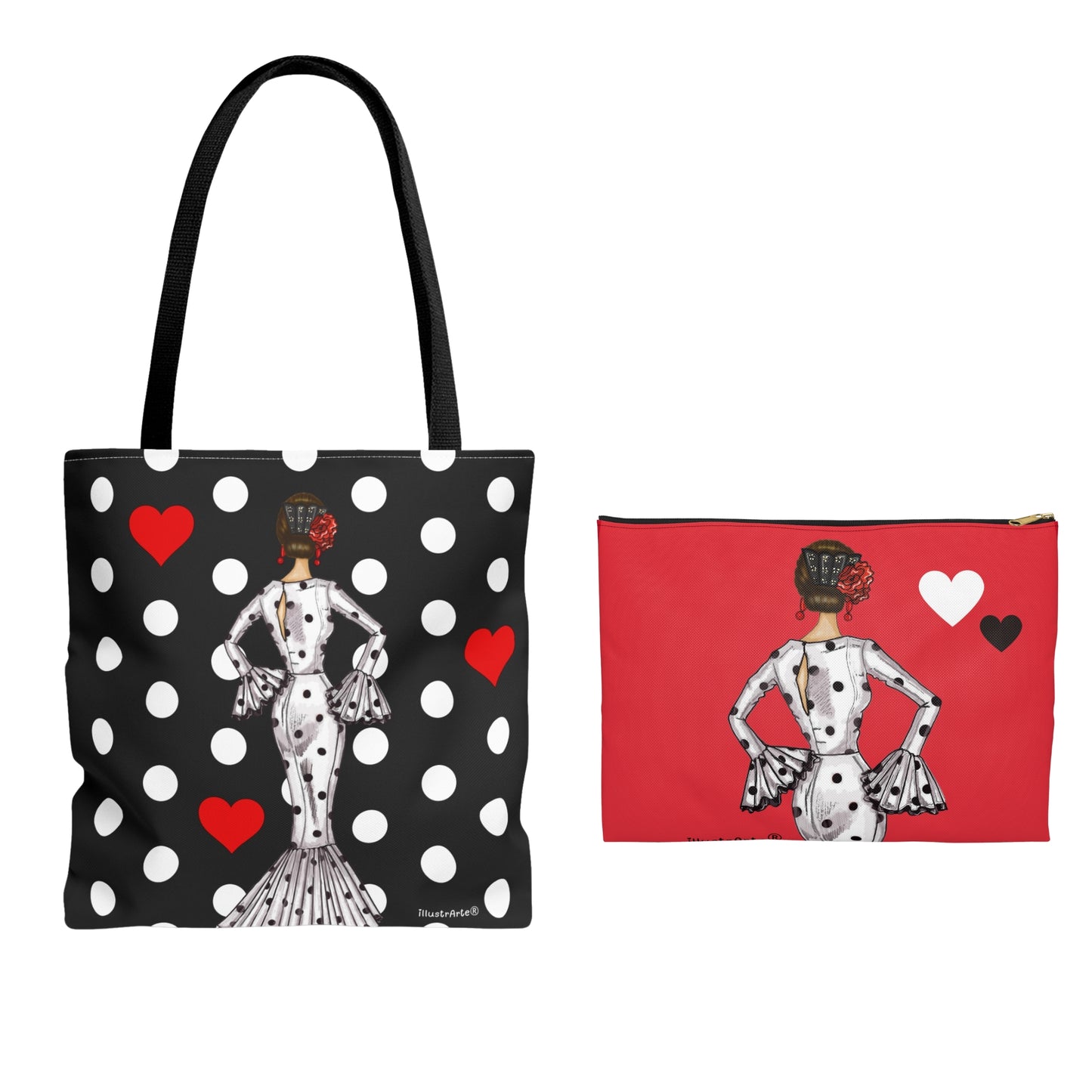 Pack Bolso Málaga + Neceser Granada – Diseño Flamenco illustrArte