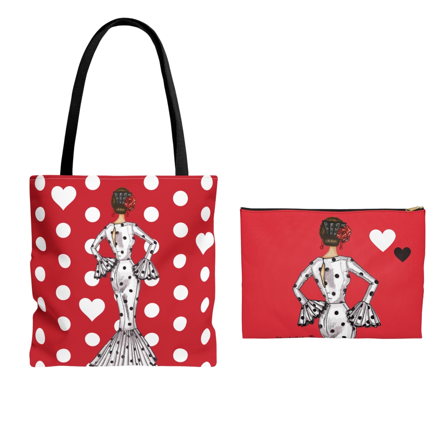 Pack Bolso Málaga + Neceser Granada – Diseño Flamenco illustrArte