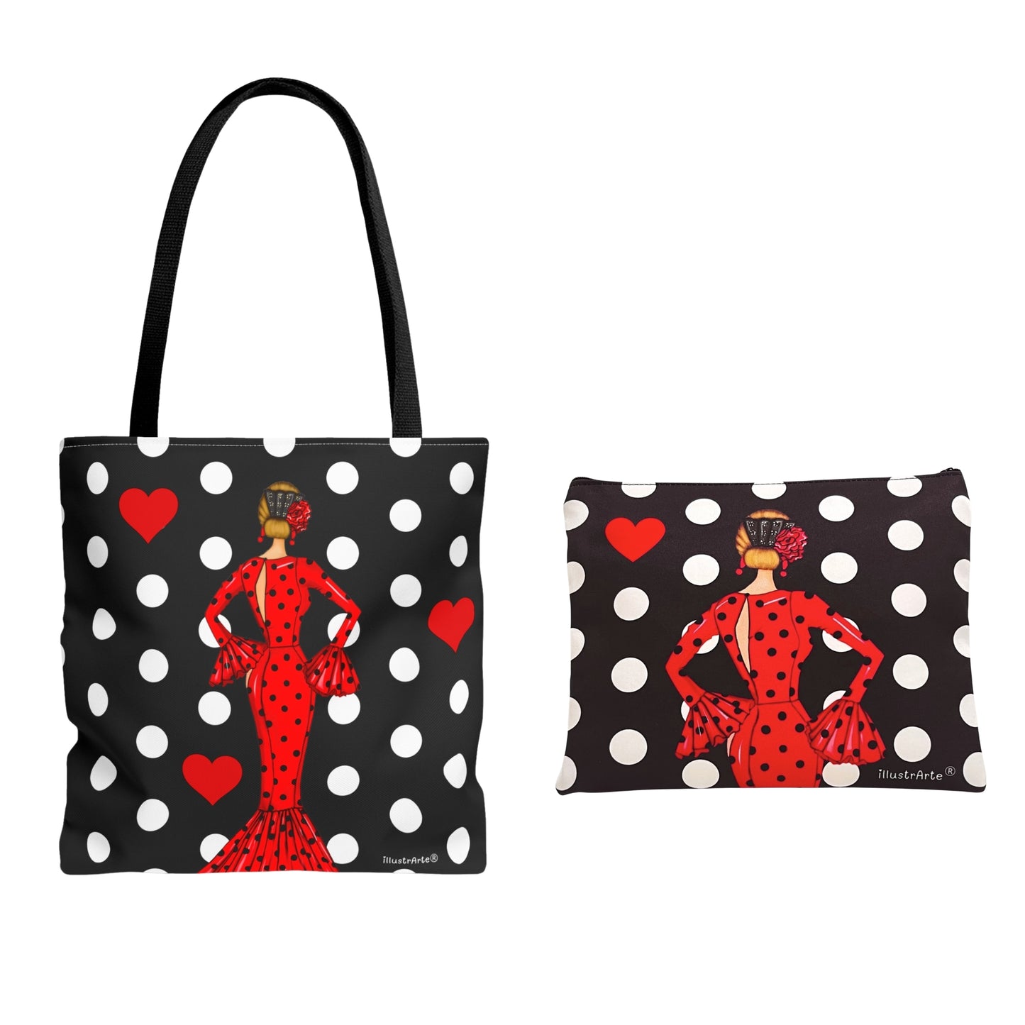 Pack Bolso Málaga + Neceser Granada – Diseño Flamenco illustrArte