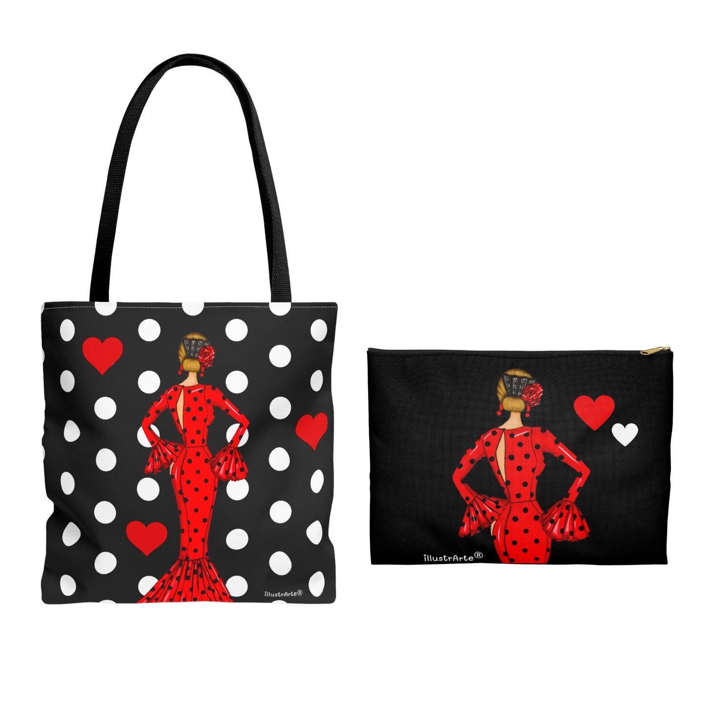 Pack Bolso Málaga + Neceser Granada – Diseño Flamenco illustrArte