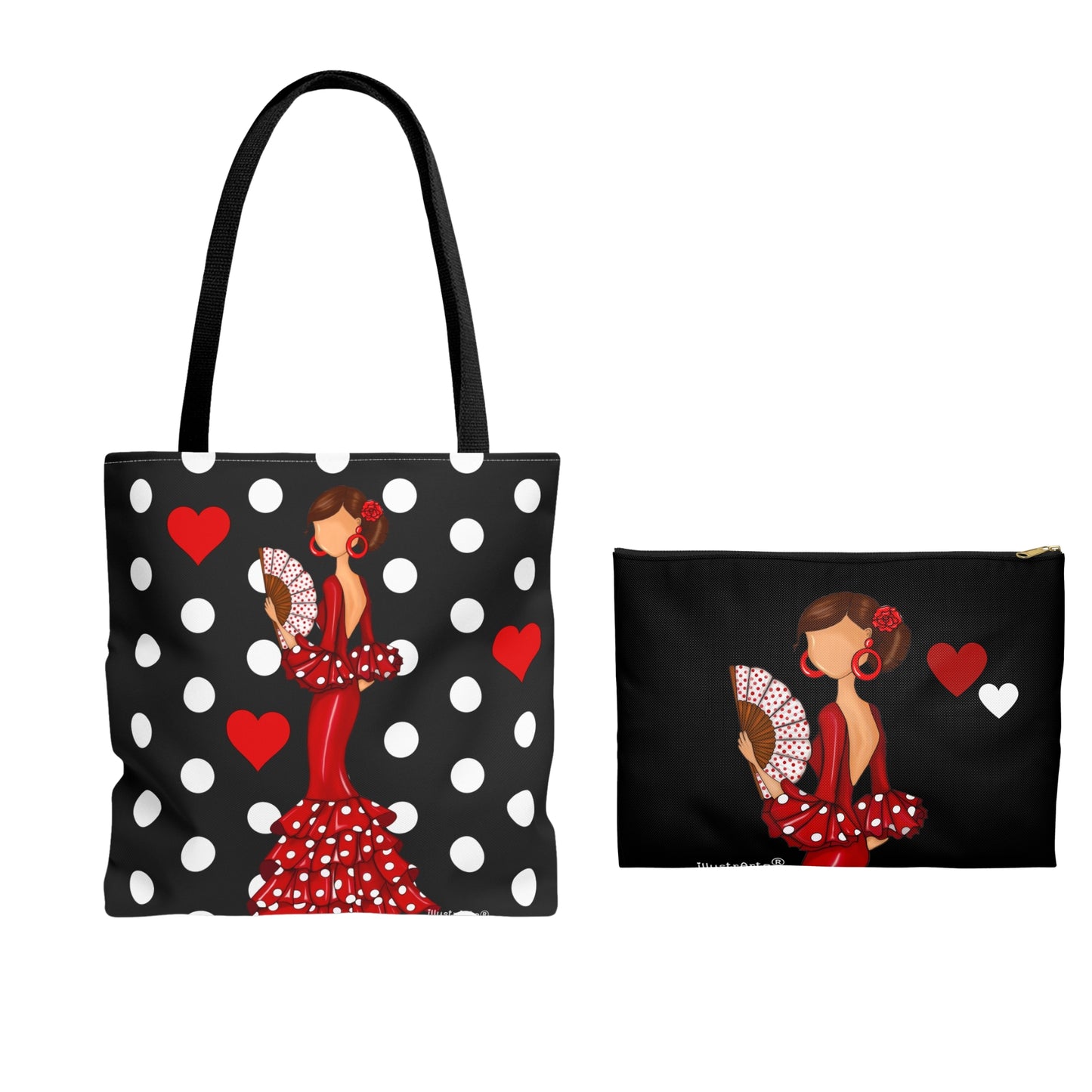 Pack Bolso Málaga + Neceser Granada – Diseño Flamenco illustrArte