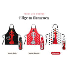 Todos los diseños del pack botella y delantal flamenco