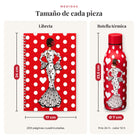 Medidas reales: libreta 17 x 24 cm y botella de 23,5 cm, diseño María Blanco