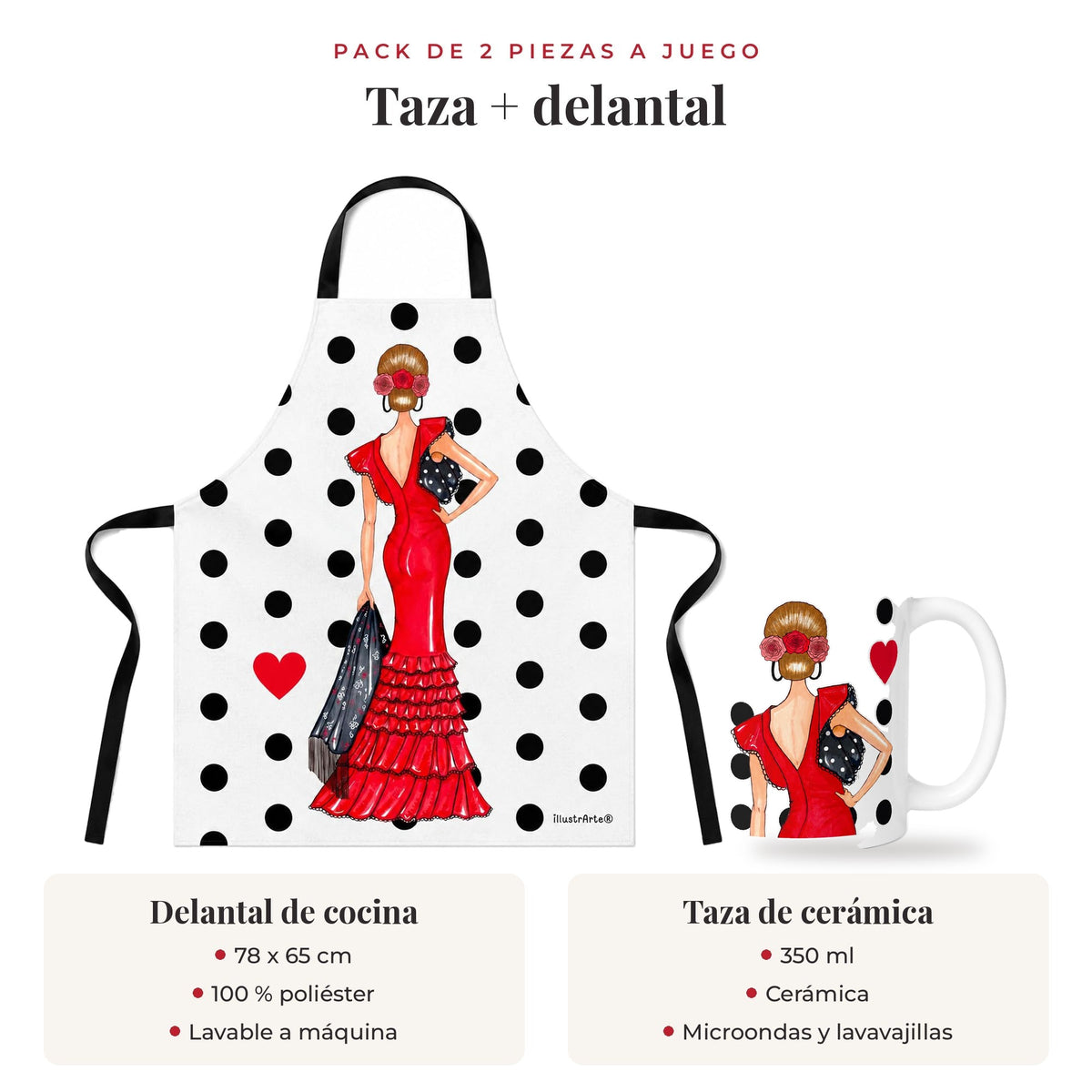 Pack taza y delantal Manuela: qué incluye