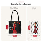 Medidas reales: bolsa 43 x 43 cm y libreta 17 x 24 cm, diseño Pepa