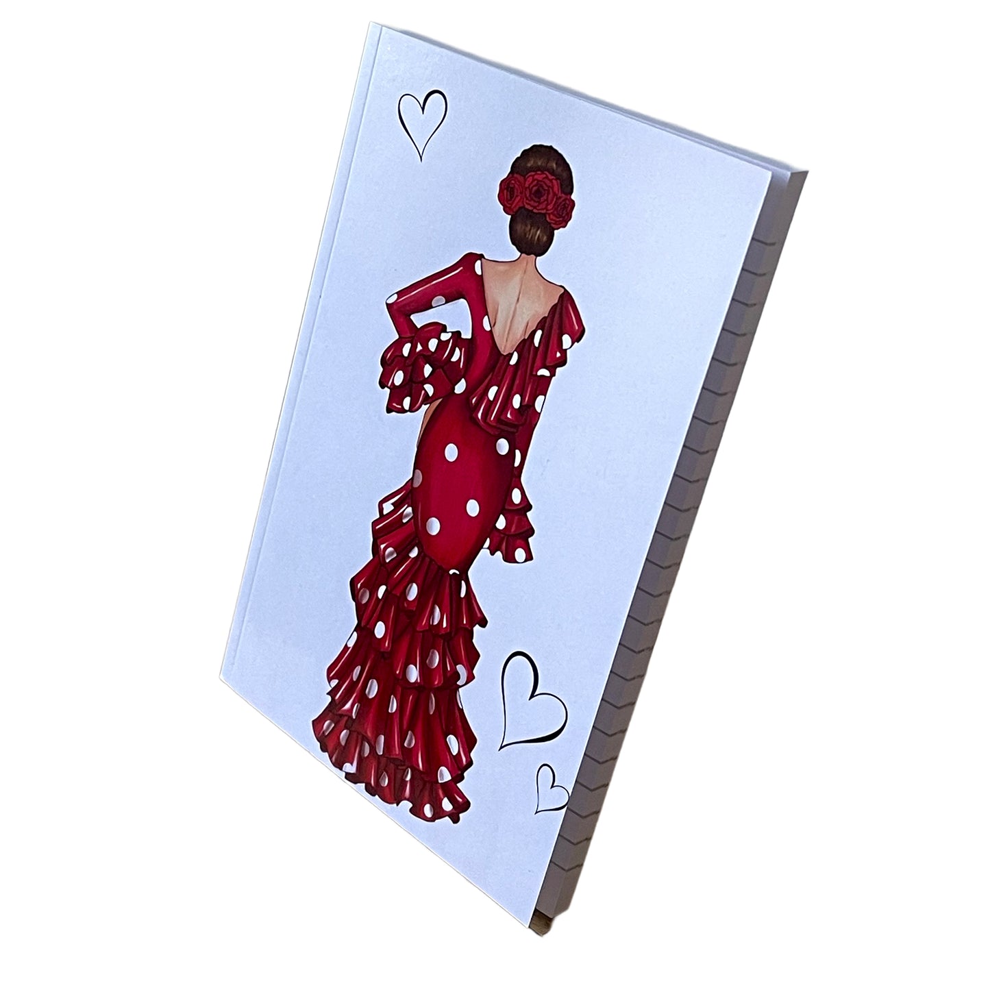 Cuaderno Flamenco “Macarena – Corazones Blancos” – 6×9” (15,24×22,86 cm) – 120 Páginas Rayadas – Diseño illustrArte