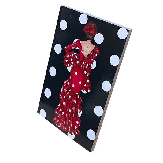 Cuaderno Flamenco “Macarena – Lunares Blancos” – 6×9” (15,24×22,86 cm) – 120 Páginas Rayadas – Diseño illustrArte
