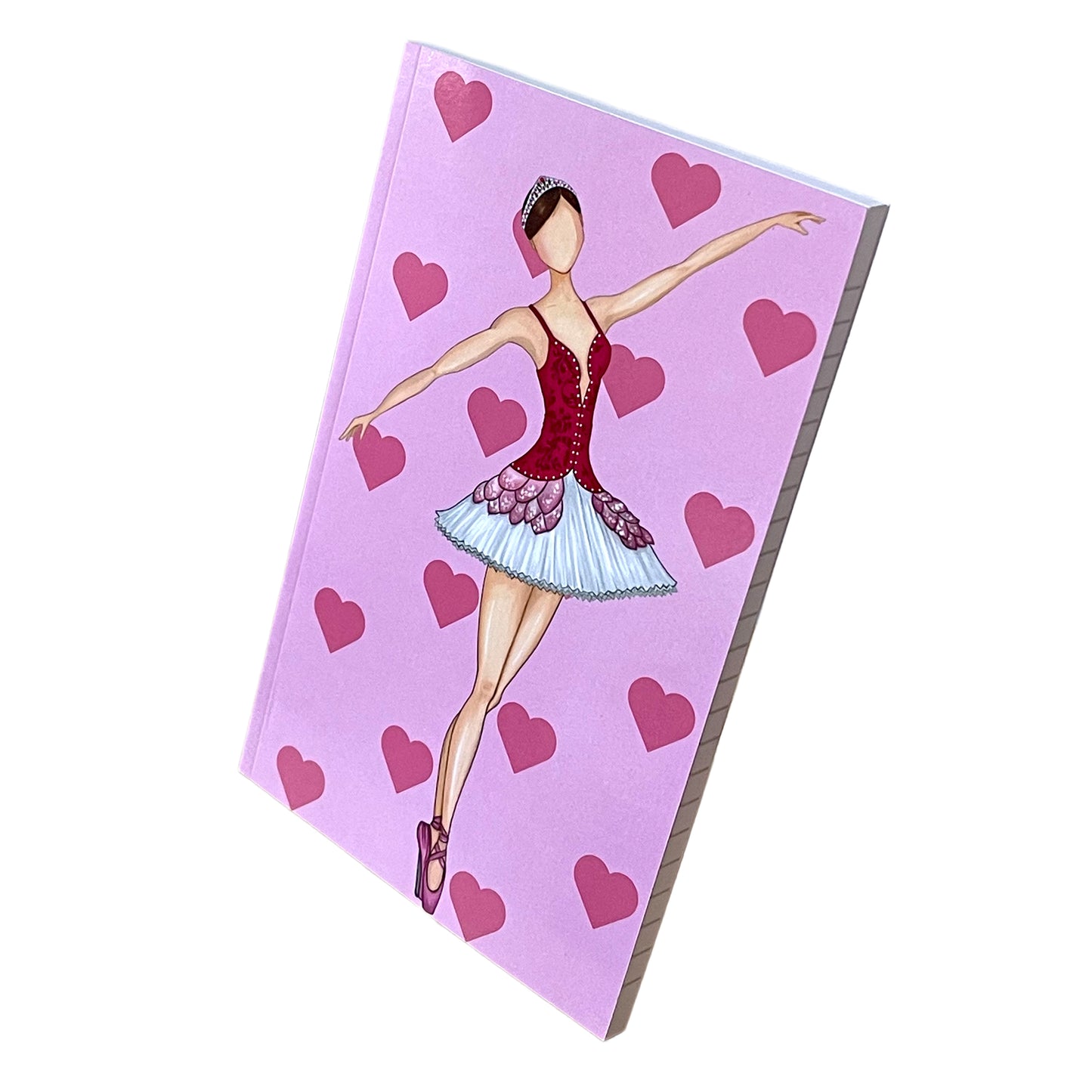 Cuaderno Ballet “Mariela – Corazones Rosa” – 6×9” (15,24×22,86 cm) – 120 Páginas Rayadas – Diseño illustrArte
