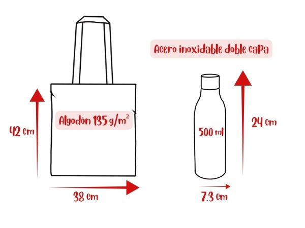 Pack Botella Térmica + Bolsa Tote Cádiz Flamenca | Diseño illustrArte