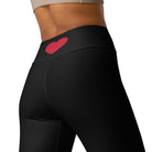 Flamenco Dancer Leggings, black high waisted yoga leggings with a red dress and a hand fan design - IllustrArte