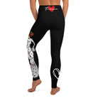Flamenco Dancer Leggings, black high waisted yoga leggings with a flamenco dancer in a white dress. - IllustrArte