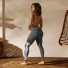 Leggings Danseuse de flamenco, leggings de yoga gris taille haute avec motif robe blanche à pois noirs – illustrArte
