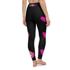 Flamenco Dancer Leggings, black high waisted yoga leggings with a pink dress and pink hearts design - IllustrArte