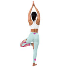 Flamenco Dancer Leggings, green gingham check high waisted yoga leggings with a pink dress design - IllustrArte