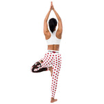 Customisable Leggings Flamenco María Black Dress White Background with Red Polka Dots, back view – illustrArte