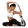 Flamencotänzerin-Leggings, schwarze Yoga-Leggings mit hohem Bund und einer Flamencotänzerin in weißem Kleid – illustrArte