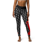 Flamenco Dancer Leggings, black with white polka dots high waisted yoga leggings with a red dress design - IllustrArte