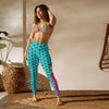 Leggings Danseuse de flamenco, leggings de yoga turquoise taille haute à pois verts avec motif robe rose et châle vert – illustrArte