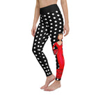 Flamenco Dancer Leggings, black with white polka dots high waisted yoga leggings with a red dress design - IllustrArte