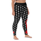Flamenco Dancer Leggings, black with white polka dots high waisted yoga leggings with a red dress design - IllustrArte