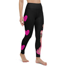 Flamenco Dancer Leggings, black high waisted yoga leggings with a pink dress and pink hearts design - IllustrArte