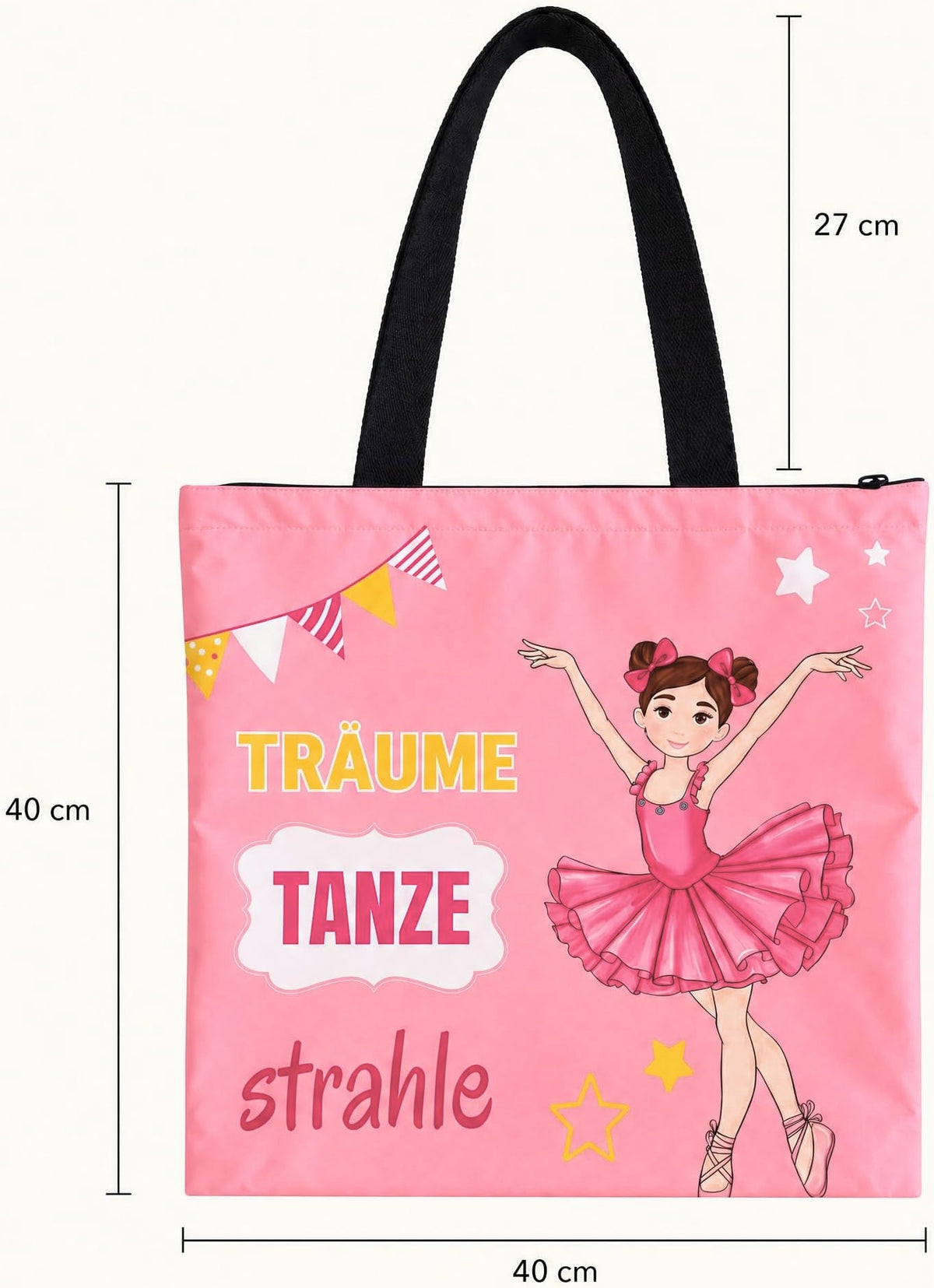 Saco de ballet illustrArte 40 x 40 cm com fecho – design Marina (Träume, Tanze, Strahle) – vista 4