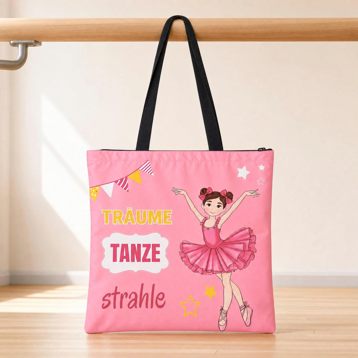 Saco de ballet illustrArte 40 x 40 cm com fecho – design Marina (Träume, Tanze, Strahle) – vista 6