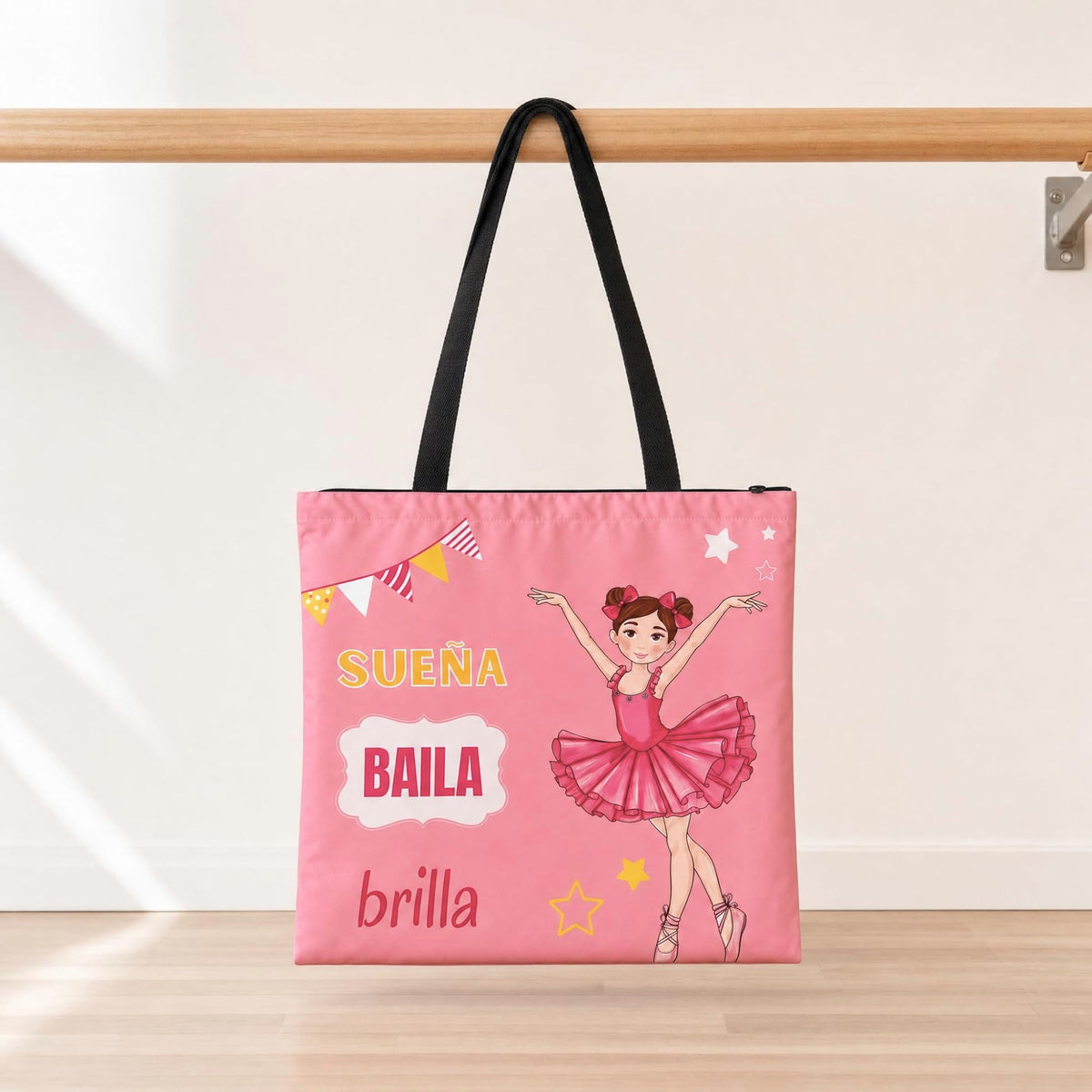 Saco de ballet illustrArte 40 x 40 cm com fecho – design Marina (Sonha, Dança, Brilha) – vista 6