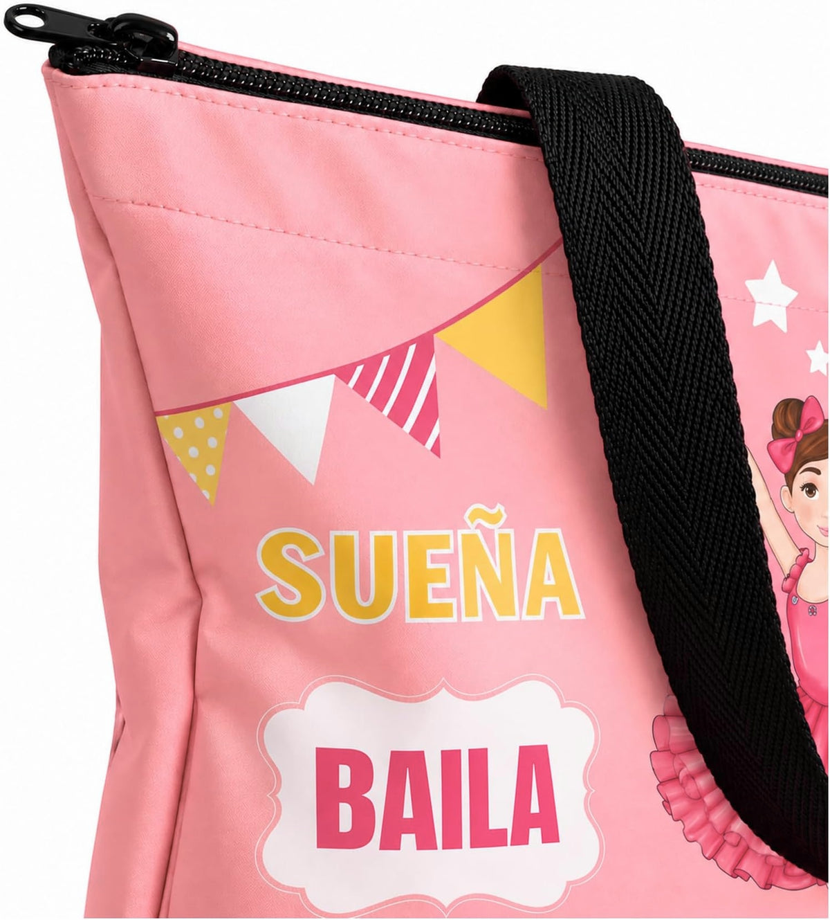 Saco de ballet illustrArte 40 x 40 cm com fecho – design Marina (Sonha, Dança, Brilha) – vista 7