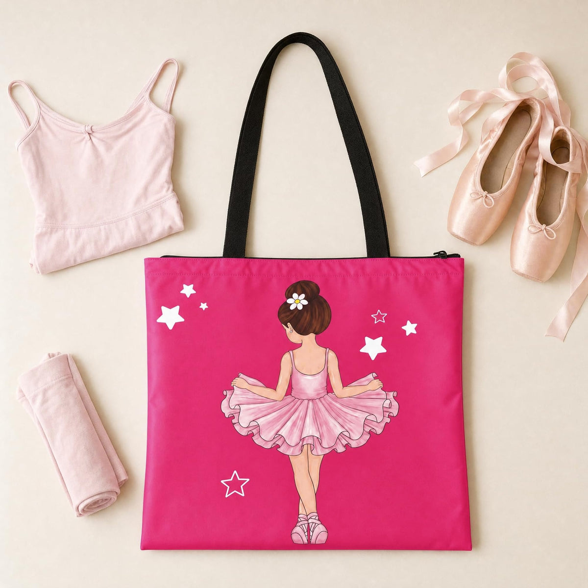 Saco de ballet illustrArte 40 x 40 cm com fecho – design Tina – vista 2