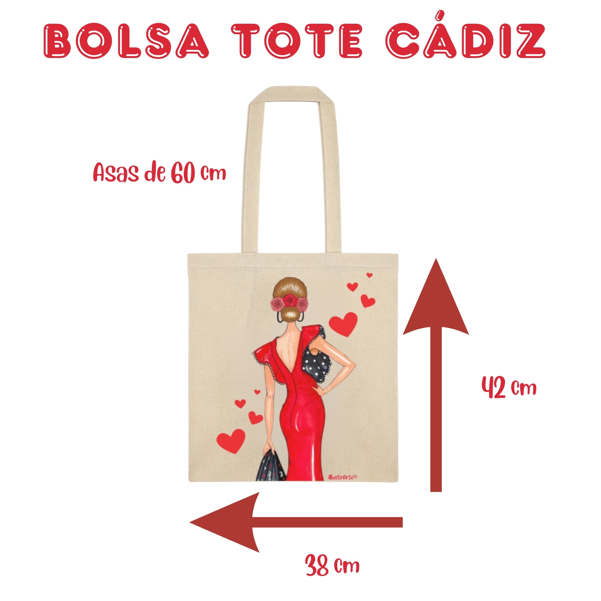 Bolsa tote Cádiz illustrArte – Manuela roja – vista 3